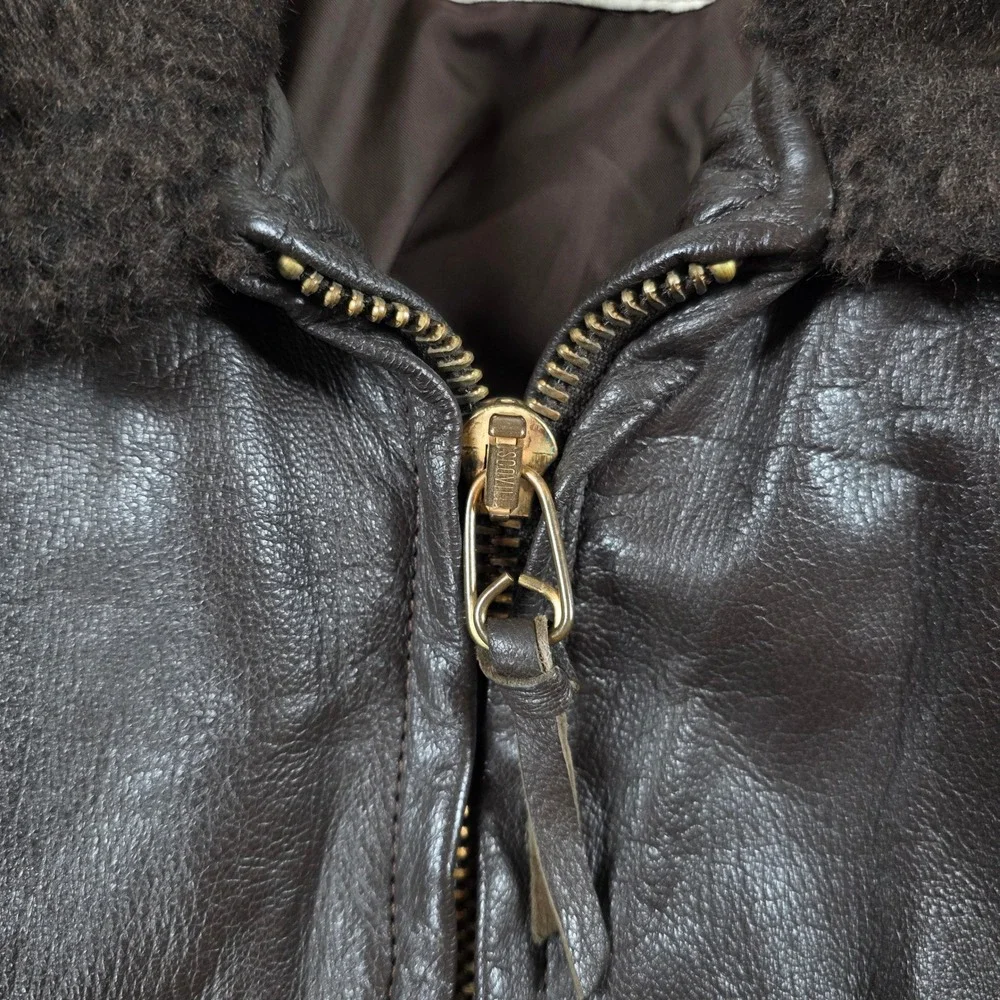 70s Vintage Imperial USN G-1 Flyers Jacket Brown Leather Military Size 42